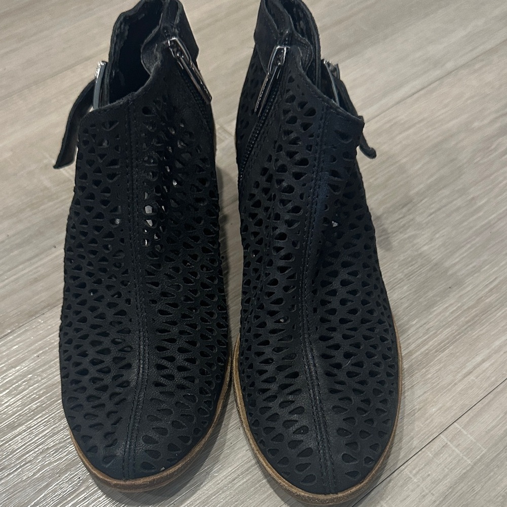 Vince Camuto Black Perforated Ankle Booties